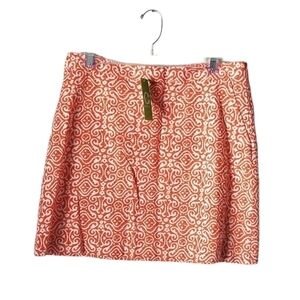 NWT C Wonder Island Batik Printed Orange Monarch Skirt with Pockets, Size 6